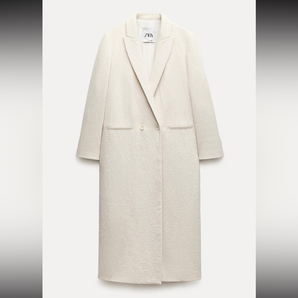 NWT ZARA MINIMALIST WOOL BLEND COAT ZW COLLECTION white S
